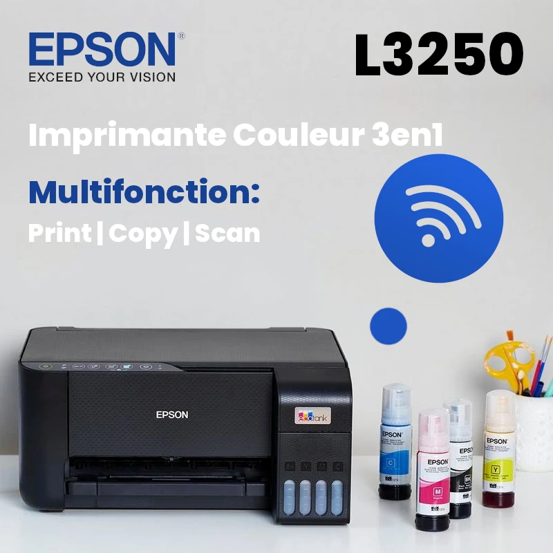IMPRIMANTE EPSON ECOTANK L3250 MULTIFONCTION A RESERVOIRS-COULEUR-WIFI-USB-A4 