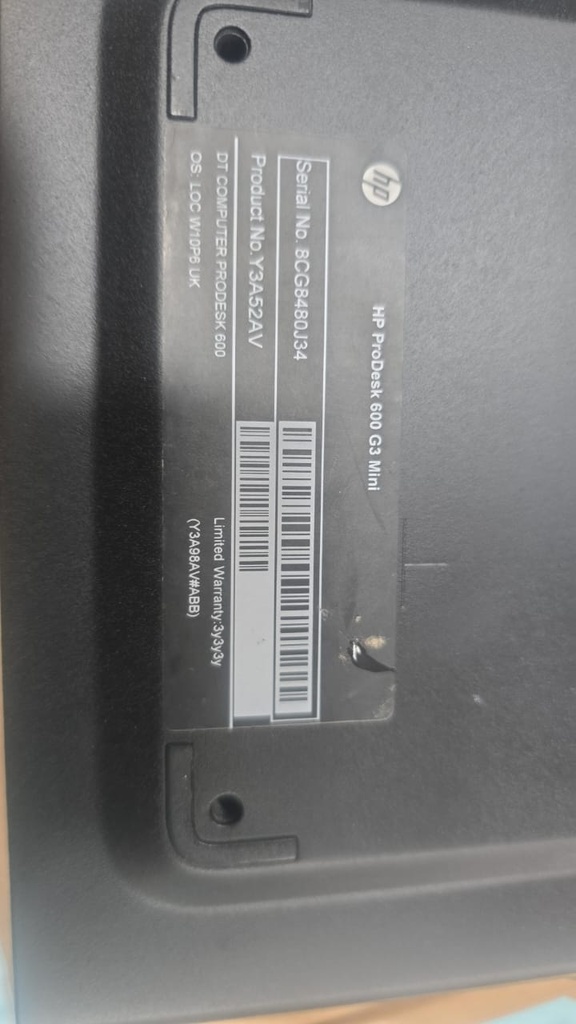 UC HP EliteDesk Mini i5-7eme /8Go DDR4 / 128 Go SSD Mvme
