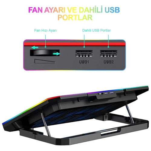 💻 HAVIT HV-F2069 LAPTOP COOLING PAD – RGB / 2 VENTILATEURS / USB 2.0 / 10–16" 