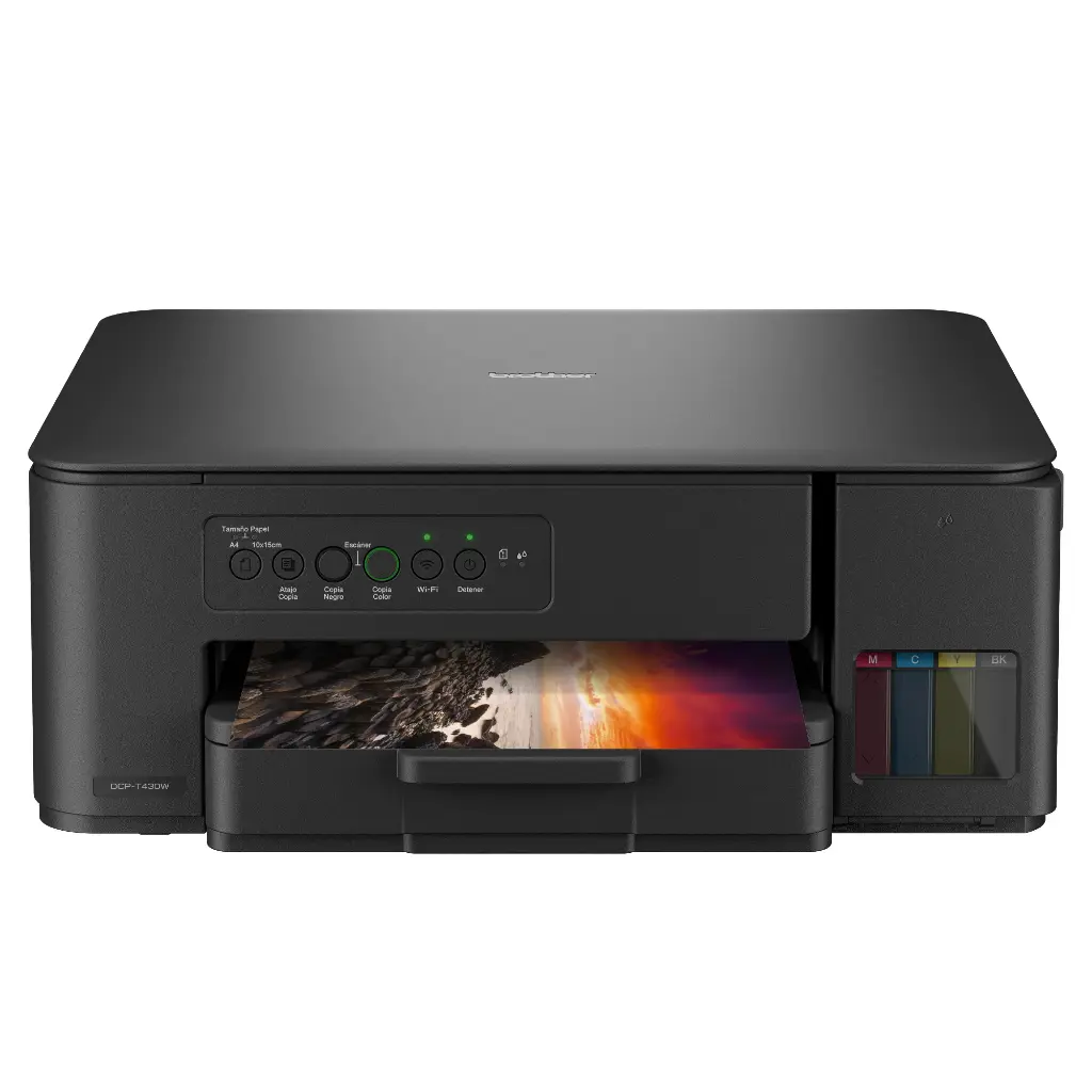 🖨️ BROTHER DCP-T430W – IMPRIMANTE TOUT-EN-UN – RÉSERVOIRS D’ENCRE RECHARGEABLES – WIFI + USB