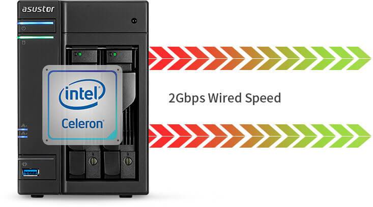 🗄️ ASUSTOR AS6102T – NAS 2 BAIES – INTEL CELERON – 2GB DDR3L – 2× GIGABIT ETHERNET