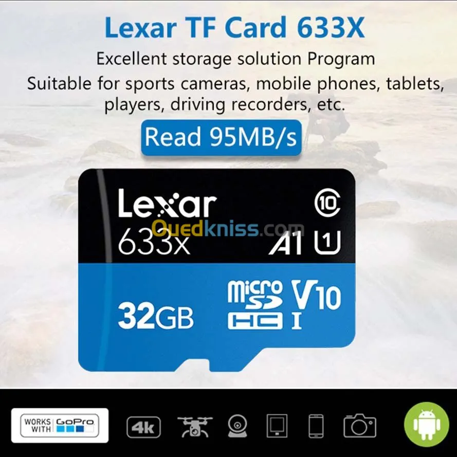 Carte Mémoire Lexar 633x MicroSD - 100Mbps Class 10 (100% Originale) - بطاقة ذاكرة ليكسار