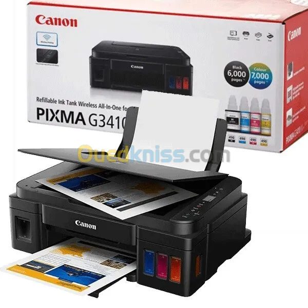 Canon PIXMA G3410 Imprimante Multifonction Jet d Encre Couleur WiFi A4 avec Reservoir Rechargeable