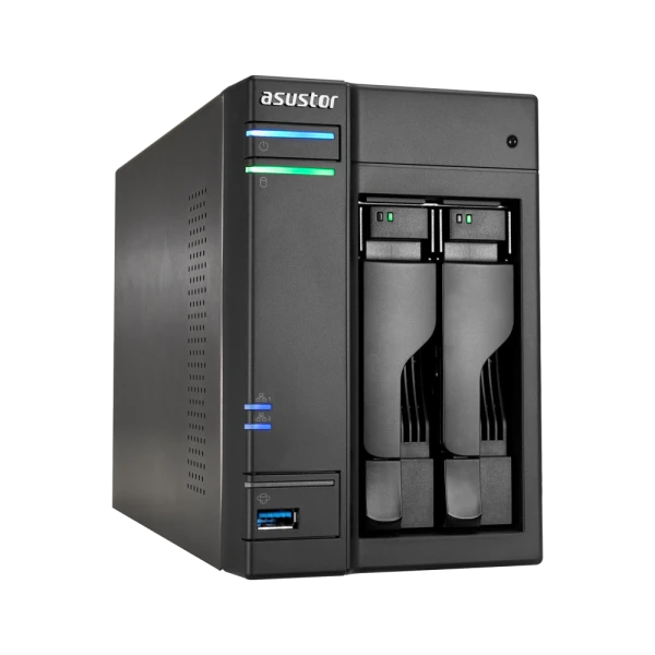 🗄️ جهاز NAS من ASUSTOR AS6102T – منفذين للأقراص – Intel Celeron – ذاكرة 2GB – منفذا Gigabit Ethernet